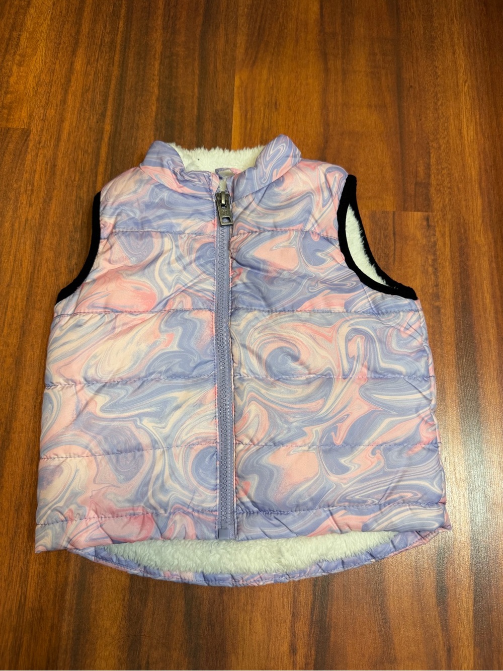 Kids Pink and Lavender Marble Puffer Vest - Brand